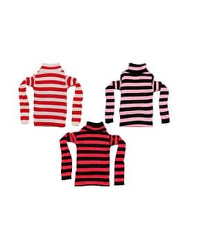 pack of 3 striped high-neck pullovers