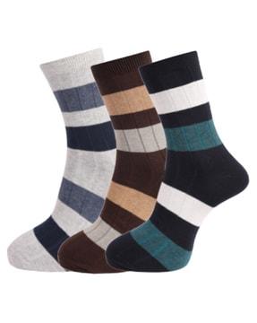 pack of 3 striped mid-calf length socks