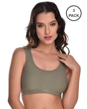 pack of 3 striped non-wired non-padded bras