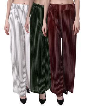 pack of 3 striped relaxed fit palazzos