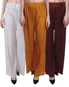 pack of 3 striped relaxed fit palazzos