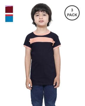 pack of 3 striped round-neck t-shirts