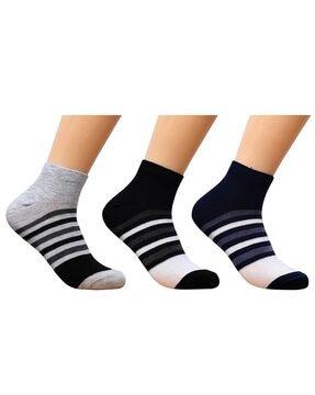 pack of 3 striped socks with ankle length