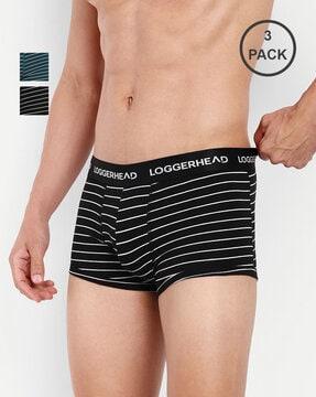 pack of 3 striped trunks with elasticated waistband