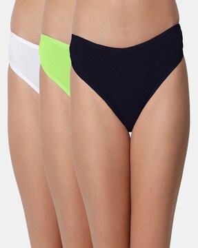 pack of 3 thong panties with elasticated waist