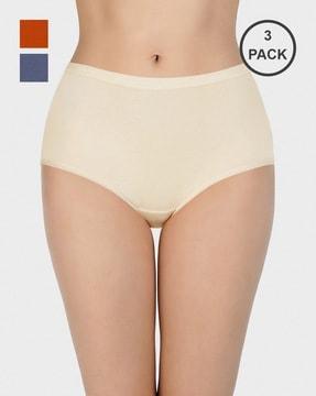 pack of 3 three-fourth coverage high-rise full brief panties - ppk53001