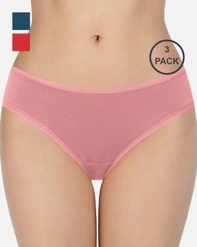 pack of 3 three-fourth coverage low-rise bikini panties - ppk33002