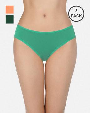 pack of 3 three-fourth coverage low-rise bikini panties - ppk33002