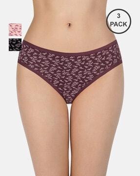 pack of 3 three-fourth coverage low-rise bikini panties - ppk33102