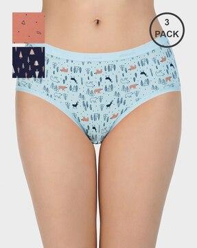 pack of 3 three-fourth coverage low-rise hipster panties - ppk43101