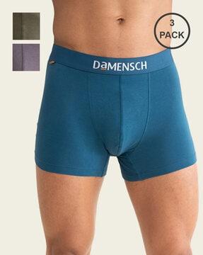 pack of 3 trunks with brand print waistband