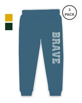 pack of 3 typographic print joggers with elasticated waist