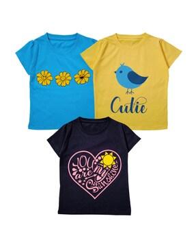 pack of 3 typographic t-shirt with round neck