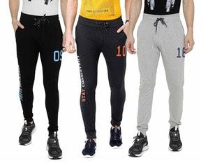 pack of 3 typography print joggers