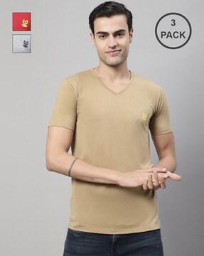 pack of 3 v-neck t-shirts with short sleeves