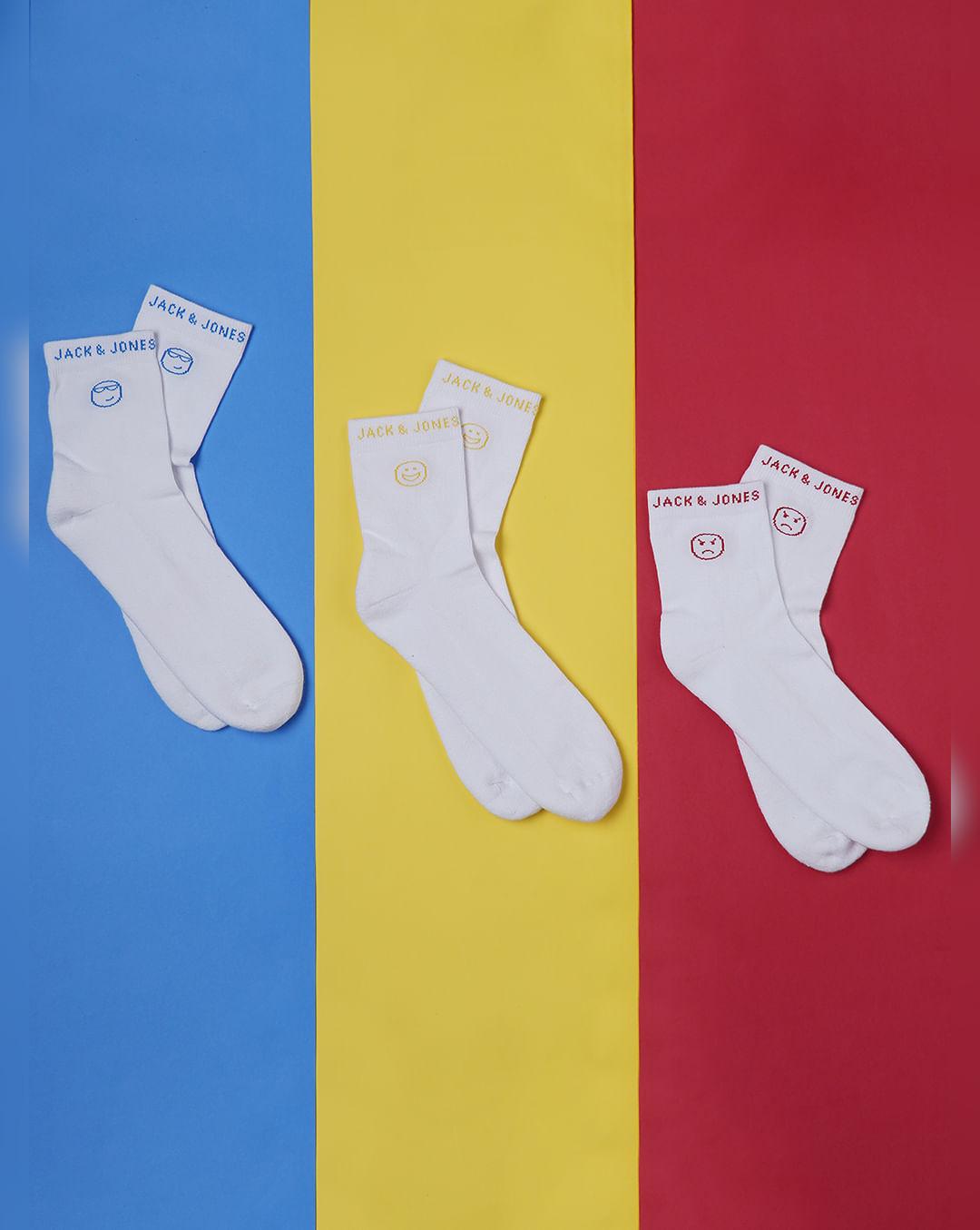 pack of 3 white terry mid length socks