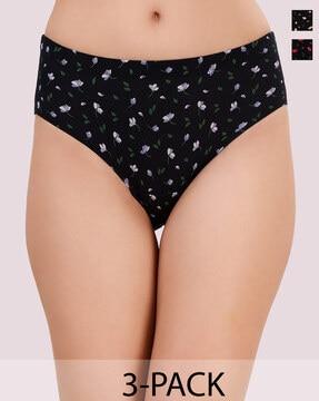 pack of 3 women floral print briefs with elasticated waist