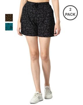 pack of 3 women floral print shorts with high rise waist