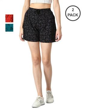 pack of 3 women floral print shorts with high rise waist