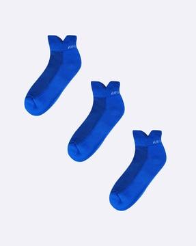 pack of 3 women logo print ankle-length socks