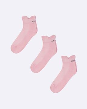 pack of 3 women logo print ankle-length socks