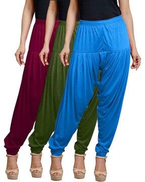 pack of 3 women patiala pants with elasticated waist