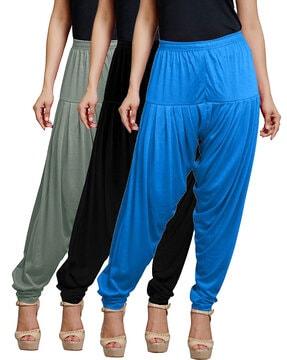 pack of 3 women patiala pants with elasticated waist