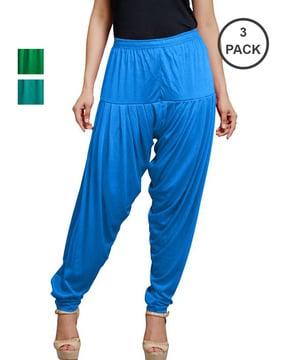 pack of 3 women patiala pants with elasticated waist