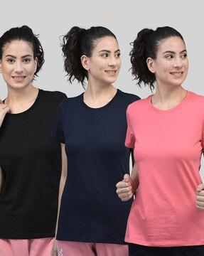 pack of 3 women regular fit crew-neck t-shirts