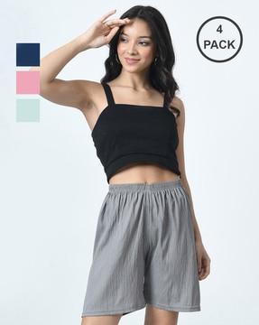 pack of 3 women regular fit shorts with high rise waist