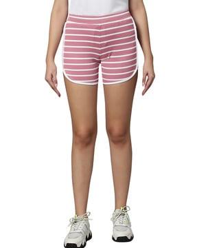 pack of 3 women striped shorts with mid rise waist