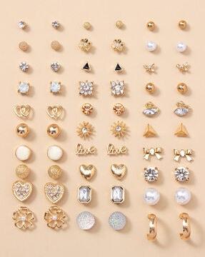 pack of 30 stone-studded ear studs