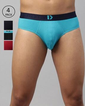 pack of 4 briefs with logo waistband