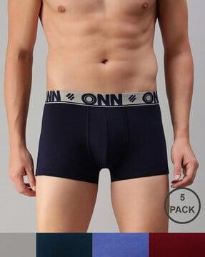 pack of 4 cotton trunks with logo waistband