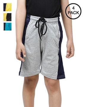 pack of 4 flat-front bermudas with elasticated waist