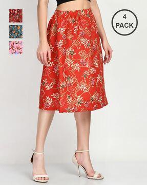 pack of 4 floral print flared skirts