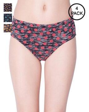 pack of 4 floral print hipsters with elasticated waist