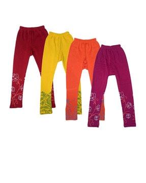 pack of 4 floral print leggings with elasticated waist