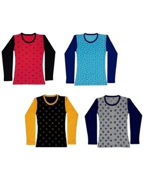 pack of 4 floral print round-neck t-shirts