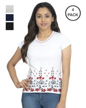 pack of 4 floral print t-shirts