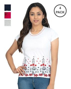 pack of 4 floral print t-shirts