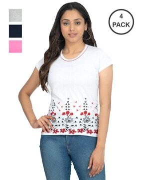 pack of 4 floral print t-shirts