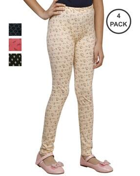 pack of 4 geometric print leggings with elasticated waist