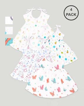 pack of 4 girls graphic print fit & flare dresses