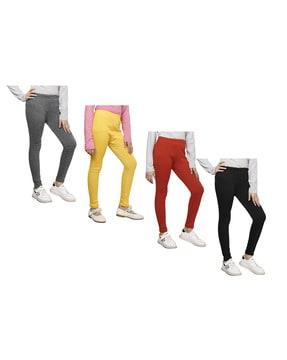 pack of 4 girls leggings with elasticated waist