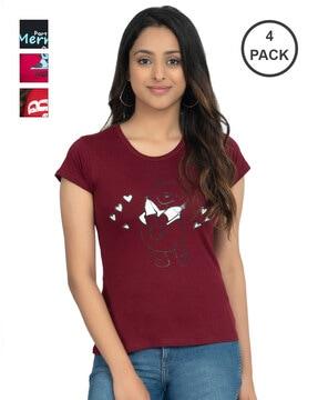 pack of 4 graphic print crew-neck t-shirts