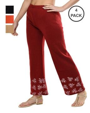 pack of 4 graphic print palazzos