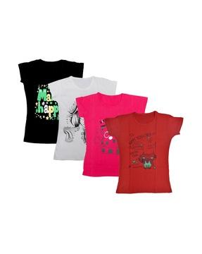 pack of 4 graphic print relaxed fit t-shirt