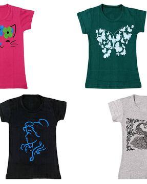 pack of 4 graphic print round-neck t-shirts