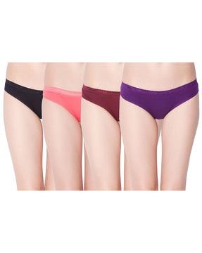 pack of 4 lace border hipsters with elasticated waist